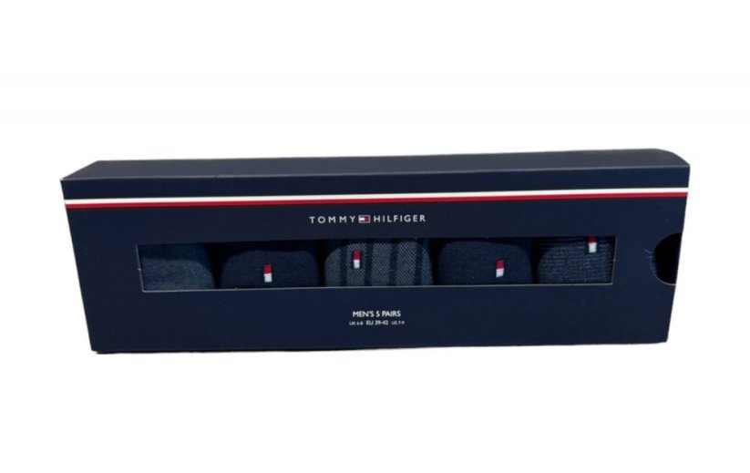 Tommy Hilfiger - ponožky sada 5 párů modré - Barva: Tmavě modrá, Velikost: 43 - 46